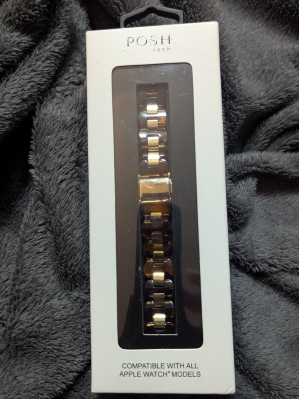 New Open Box Posh Tech Aria Scalloped Resin Band for Apple Tortoise Shell& Gold